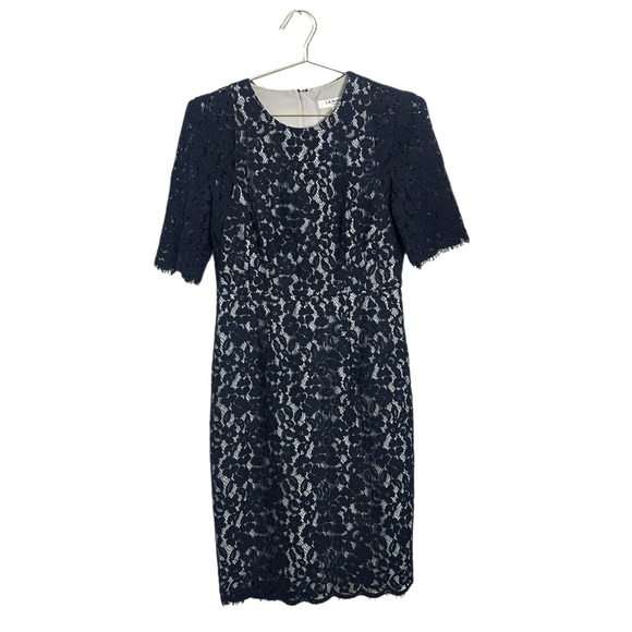 L.K. Bennett Navy London Wardour Lace Overlay Dress Size 8 - Picture 2 of 7